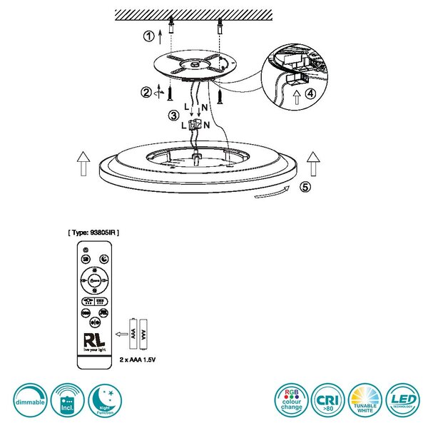 Φωτιστικό Οροφής RL Lighting Aureo R64371931 Λευκό Ματ