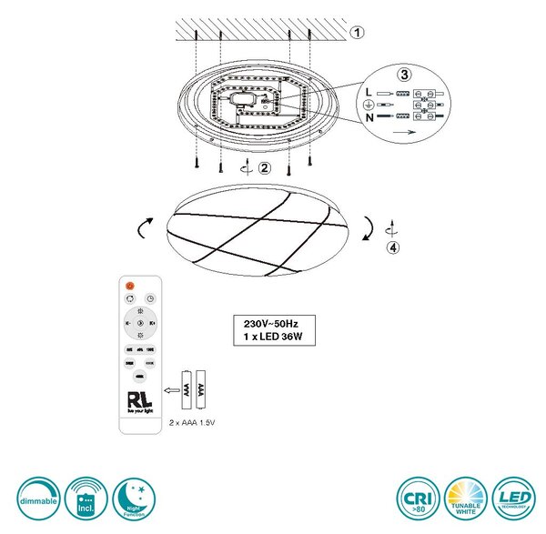 Φωτιστικό Οροφής RL Lighting Tibor R62905001 Λευκό