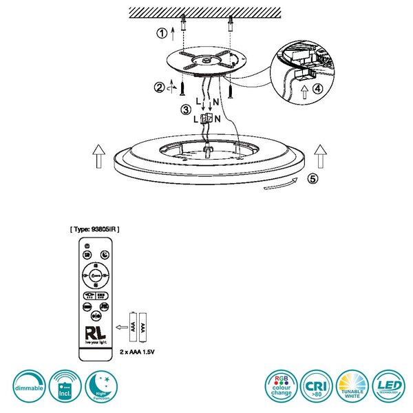 Φωτιστικό Οροφής RL Lighting Aureo R64371131 Λευκό Ματ