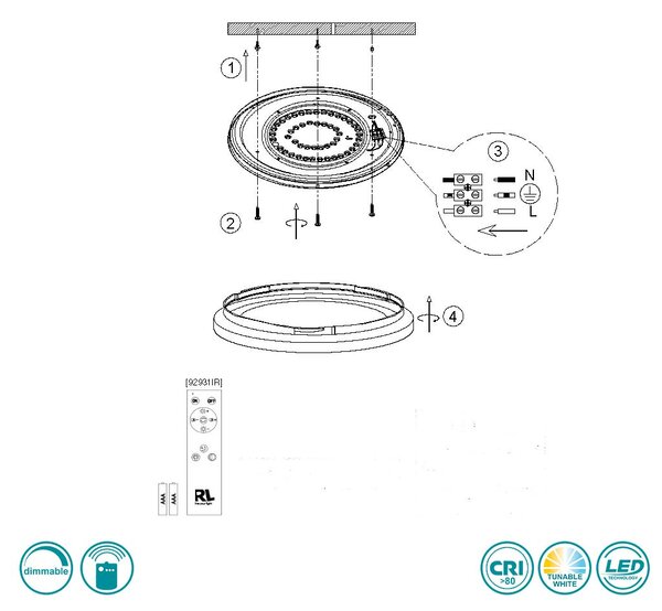 Φωτιστικό Οροφής RL Lighting Felis R64391080 Μαύρο Ματ