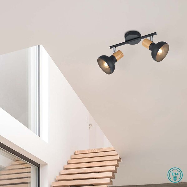 Σποτ RL Lighting Latika R81522032 Μαύρο με Φυσικό Ξύλο