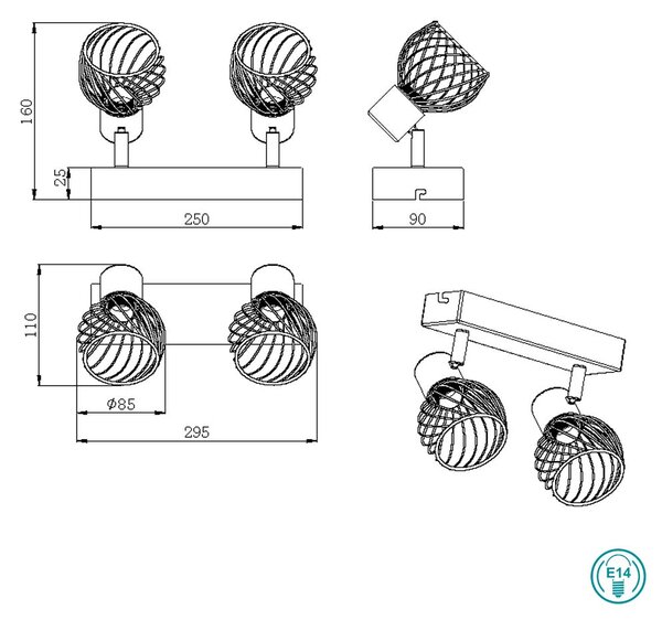 Σποτ RL Lighting Ardon R81382080 Μαύρο με Χρυσό