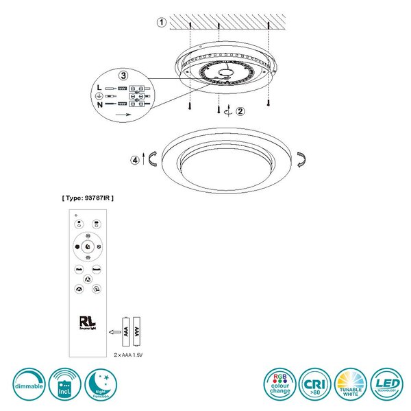 Φωτιστικό Οροφής RL Lighting Cartida R67244000 Λευκό