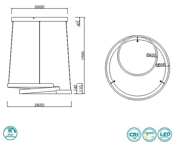 Φωτιστικό Κρεμαστό Trio Lighting Marnie 344110105 Βουρτσιστό Αλουμίνιο