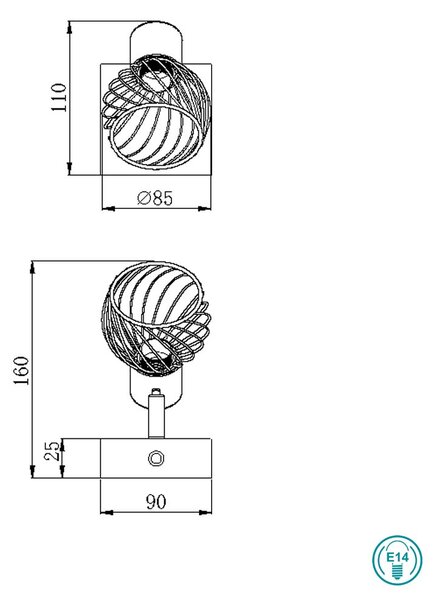 Σποτ RL Lighting Ardon R81381080 Μαύρο με Χρυσό