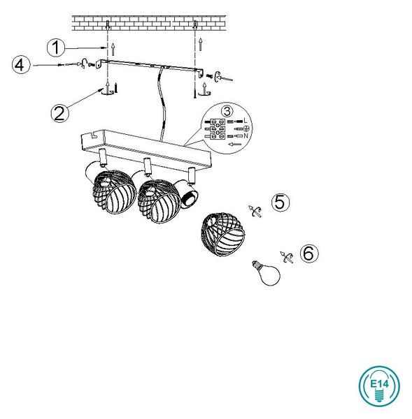 Σποτ RL Lighting Ardon R81383080 Μαύρο με Χρυσό