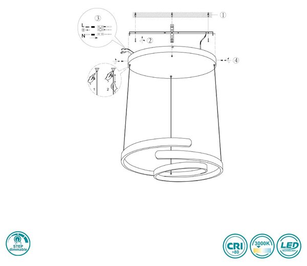 Φωτιστικό Κρεμαστό Trio Lighting Marnie 344110105 Βουρτσιστό Αλουμίνιο