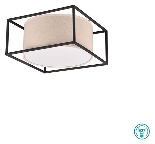 Φωτιστικό Οροφής Trio Lighting Ross 603100244 Μαύρο Ματ με Αμπαζούρ