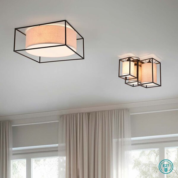 Φωτιστικό Οροφής Trio Lighting Ross 603100344 Μαύρο Ματ με Αμπαζούρ