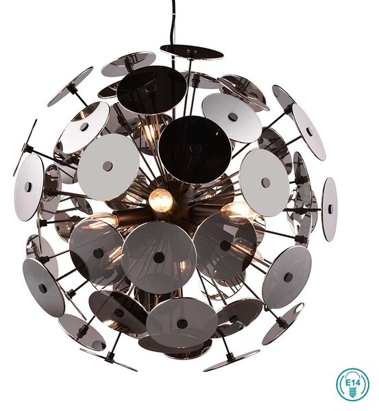 Φωτιστικό Κρεμαστό Trio Lighting Discalgo 309900657 Μαύρο Ματ με Χρώμιο Γυαλί