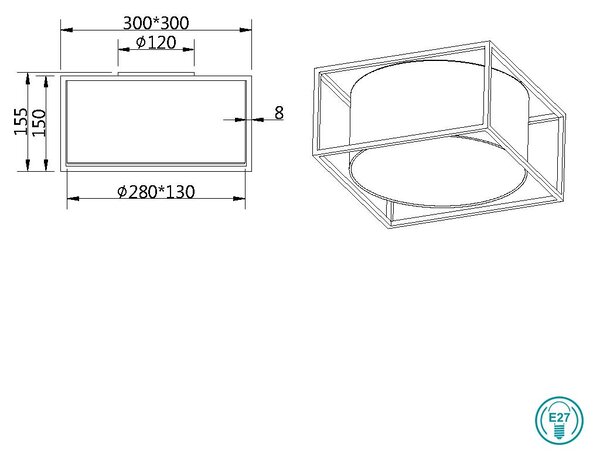 Φωτιστικό Οροφής Trio Lighting Ross 603100244 Μαύρο Ματ με Αμπαζούρ