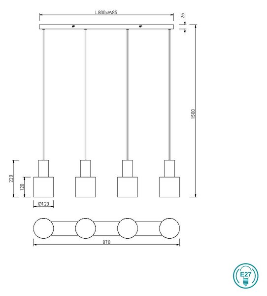 Φωτιστικό Κρεμαστό Trio Lighting Agudo 319400417 Μαύρο Ματ με Πολύχρωμα Αμπαζούρ