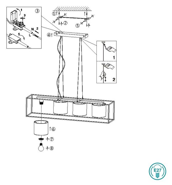 Φωτιστικό Κρεμαστό Trio Lighting Ross 303100417 Μαύρο Ματ με Αμπαζούρ