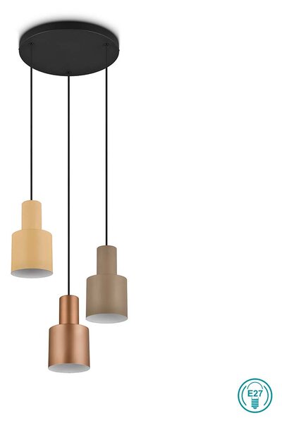 Φωτιστικό Κρεμαστό Trio Lighting Agudo 319430317 Μαύρο Ματ με Πολύχρωμα Αμπαζούρ