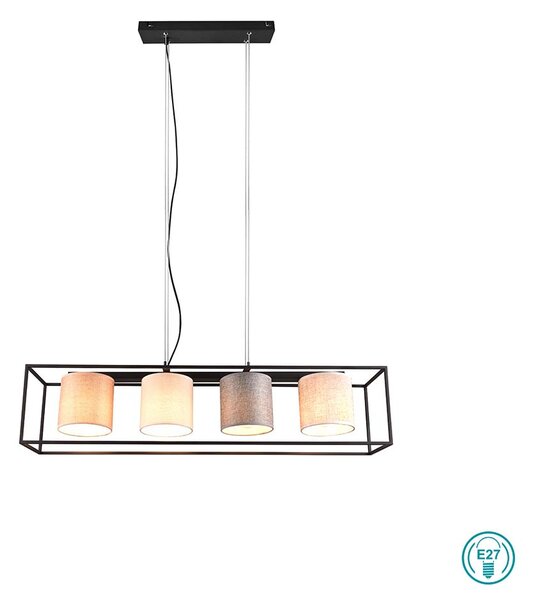 Φωτιστικό Κρεμαστό Trio Lighting Ross 303100417 Μαύρο Ματ με Αμπαζούρ