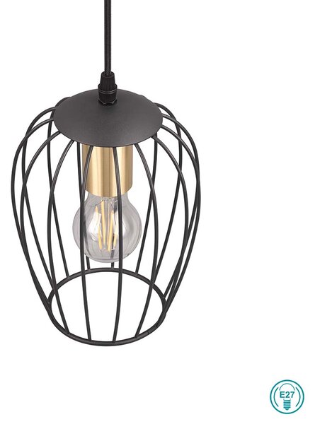 Φωτιστικό Κρεμαστό Vintage Industrial RL Lighting Grid R31371032 -D16 Μαύρο Ματ