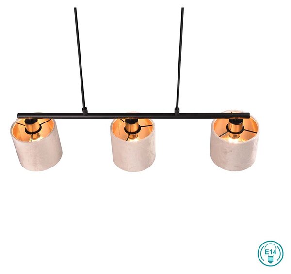 Φωτιστικό Κρεμαστό Trio Lighting Julieta 319000344 Μαύρο Ματ με Βελούδινο Αμπαζούρ