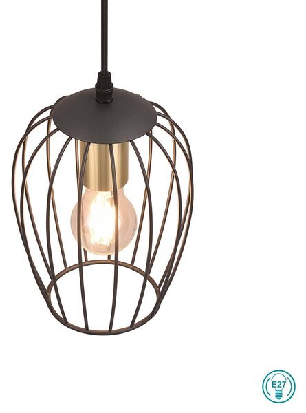 Φωτιστικό Κρεμαστό Vintage Industrial RL Lighting Grid R31371032 -D16 Μαύρο Ματ