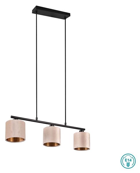 Φωτιστικό Κρεμαστό Trio Lighting Julieta 319000344 Μαύρο Ματ με Βελούδινο Αμπαζούρ