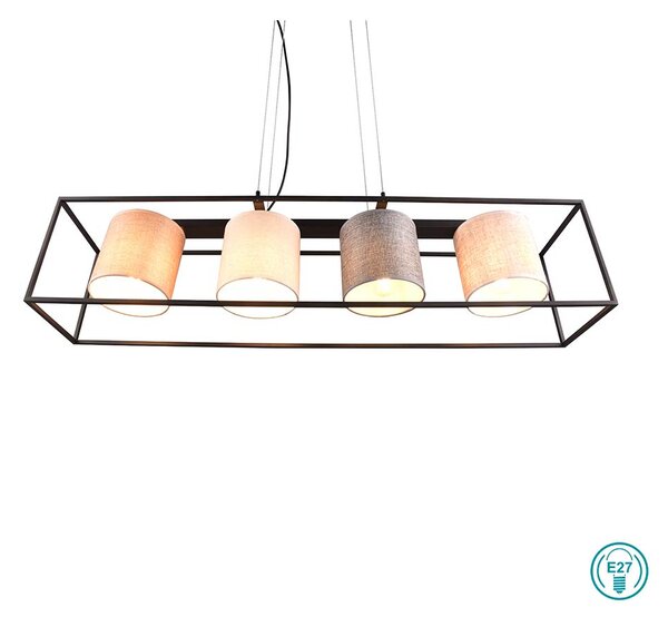 Φωτιστικό Κρεμαστό Trio Lighting Ross 303100417 Μαύρο Ματ με Αμπαζούρ