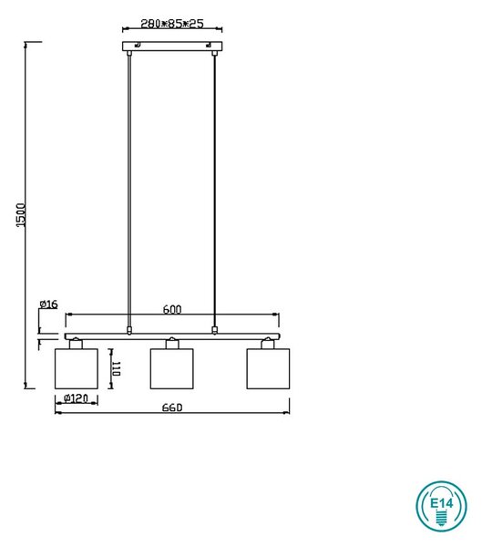 Φωτιστικό Κρεμαστό Trio Lighting Julieta 319000344 Μαύρο Ματ με Βελούδινο Αμπαζούρ