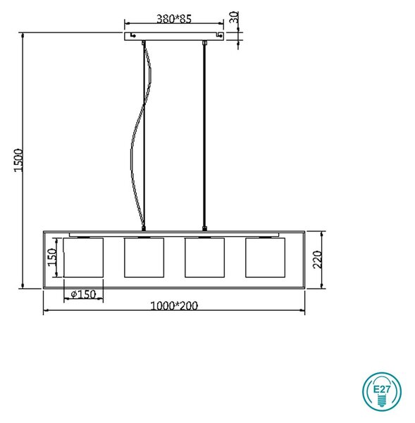 Φωτιστικό Κρεμαστό Trio Lighting Ross 303100417 Μαύρο Ματ με Αμπαζούρ