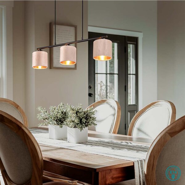 Φωτιστικό Κρεμαστό Trio Lighting Julieta 319000344 Μαύρο Ματ με Βελούδινο Αμπαζούρ