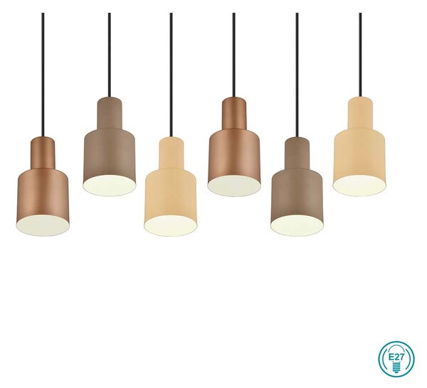 Φωτιστικό Κρεμαστό Trio Lighting Agudo 319400617 Μαύρο Ματ με Πολύχρωμα Αμπαζούρ