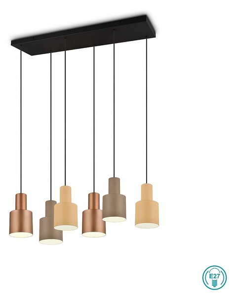 Φωτιστικό Κρεμαστό Trio Lighting Agudo 319400617 Μαύρο Ματ με Πολύχρωμα Αμπαζούρ