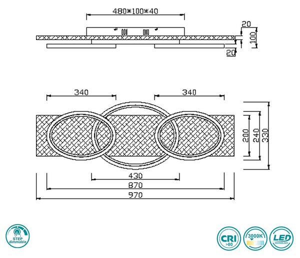 Φωτιστικό Οροφής Trio Lighting Barca 641110332 Μαύρο Ματ