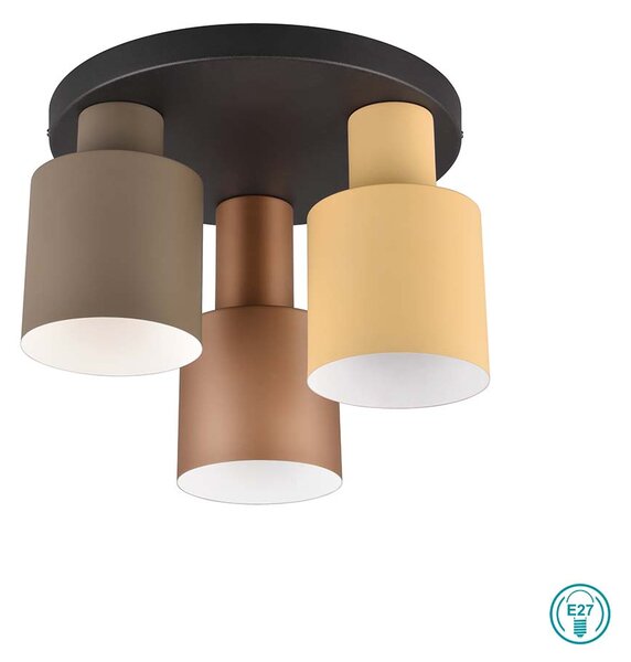 Φωτιστικό Οροφής Trio Lighting Agudo 619430317 Μαύρο Ματ με Πολύχρωμα Αμπαζούρ