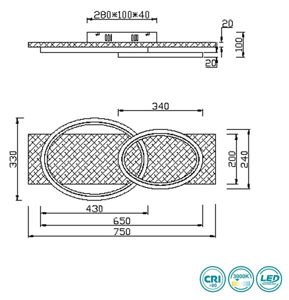 Φωτιστικό Οροφής Trio Lighting Barca 641110232 Μαύρο Ματ