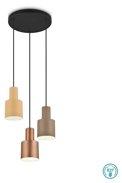 Φωτιστικό Κρεμαστό Trio Lighting Agudo 319430317 Μαύρο Ματ με Πολύχρωμα Αμπαζούρ