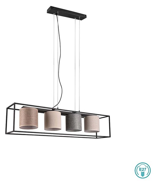 Φωτιστικό Κρεμαστό Trio Lighting Ross 303100417 Μαύρο Ματ με Αμπαζούρ