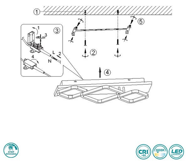 Φωτιστικό Οροφής Trio Lighting Rama 643210332 Μαύρο Ματ