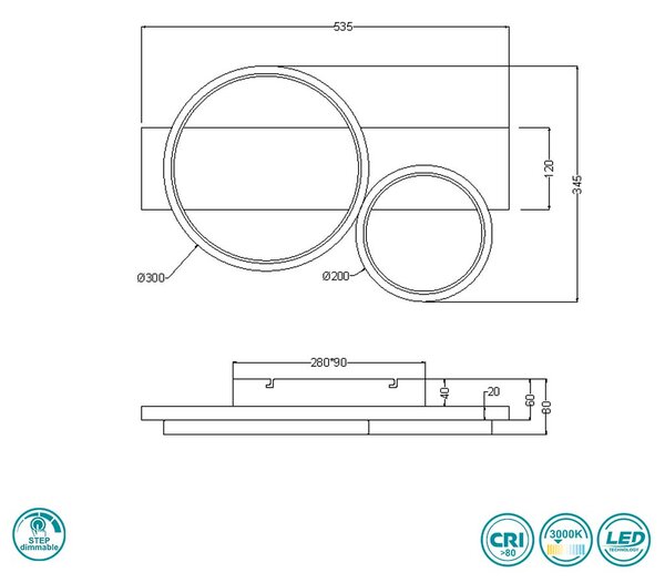 Φωτιστικό Οροφής Trio Lighting Medera 643810232 Μαύρο Ματ