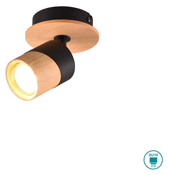 Σποτ Trio Lighting Aruni 801170132 Ξύλο - Μαύρο Ματ