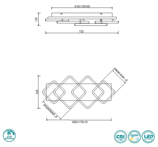 Φωτιστικό Οροφής Trio Lighting Rama 643210432 Μαύρο Ματ