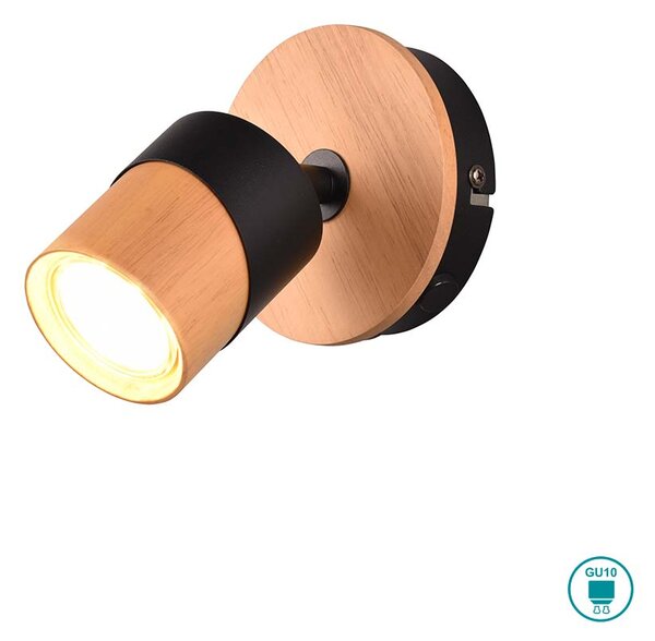 Σποτ Trio Lighting Aruni 801170132 Ξύλο - Μαύρο Ματ