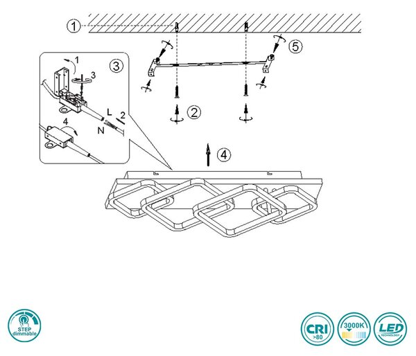 Φωτιστικό Οροφής Trio Lighting Rama 643210432 Μαύρο Ματ