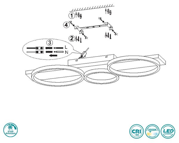 Φωτιστικό Οροφής Trio Lighting Medera 643810332 Μαύρο Ματ