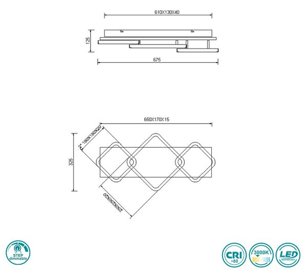 Φωτιστικό Οροφής Trio Lighting Rama 643210332 Μαύρο Ματ