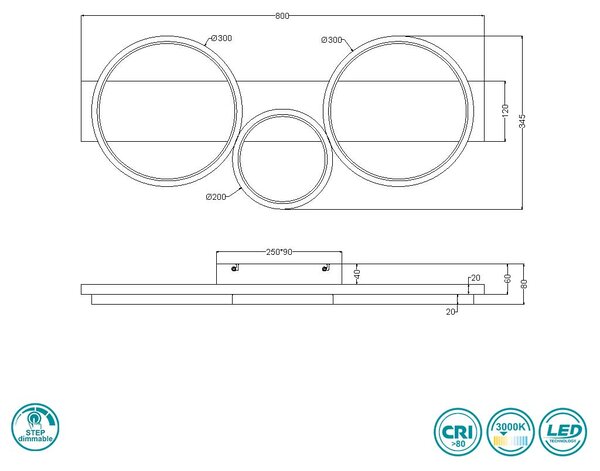 Φωτιστικό Οροφής Trio Lighting Medera 643810332 Μαύρο Ματ