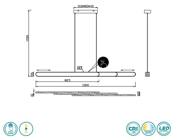 Φωτιστικό Κρεμαστό Trio Lighting Helios 343310332 Μαύρο Ματ