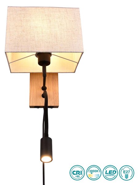 Απλίκα Trio Lighting Nilam 212870236 Μαύρη Ματ με Λευκό-Μπεζ Αμπαζούρ