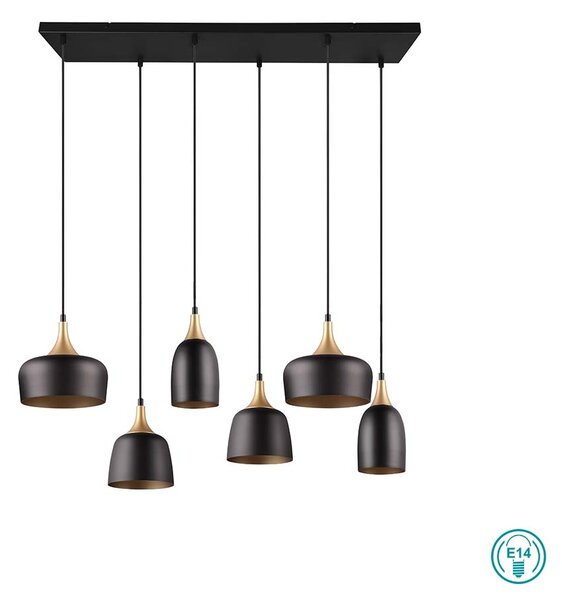 Κρεμαστό Φωτιστικό Ράγα Trio Lighting Chiraz 310500632 Μαύρο Ματ με Χρυσό Ματ