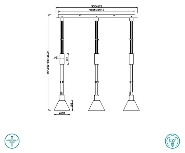 Φωτιστικό Κρεμαστό Trio Lighting Stanley Stanley 319500332 Μαύρο Ματ με Φυμέ Γυαλί