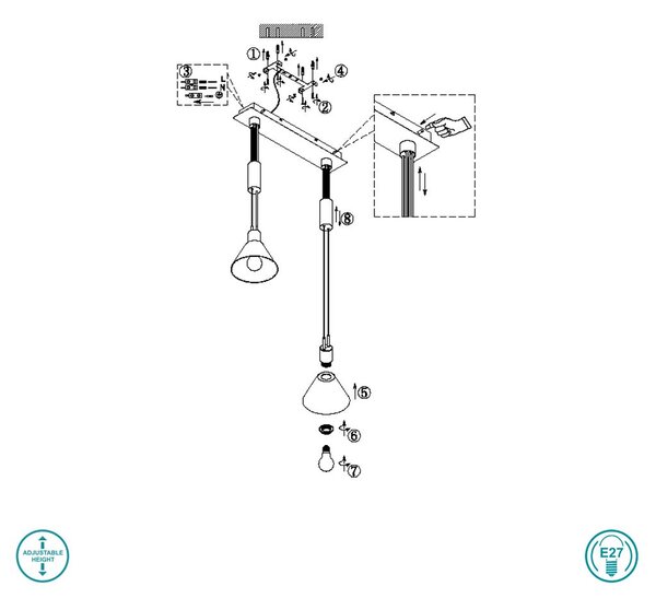 Φωτιστικό Κρεμαστό Trio Lighting Stanley Stanley 319500232 Μαύρο Ματ με Φυμέ Γυαλί