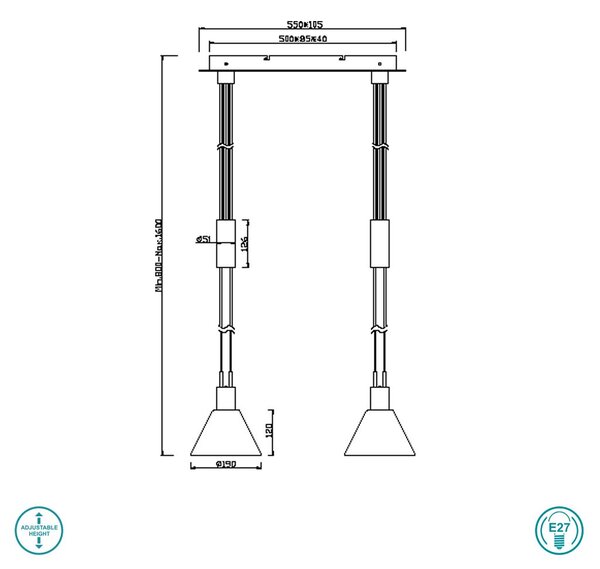 Φωτιστικό Κρεμαστό Trio Lighting Stanley Stanley 319500232 Μαύρο Ματ με Φυμέ Γυαλί