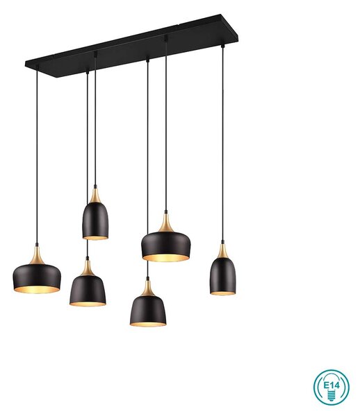 Κρεμαστό Φωτιστικό Ράγα Trio Lighting Chiraz 310500632 Μαύρο Ματ με Χρυσό Ματ